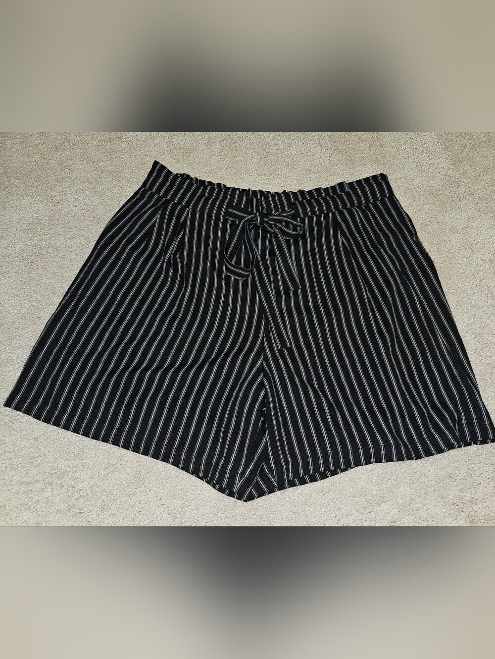 Black Pinstripe Drawstring Shorts DR2 2x